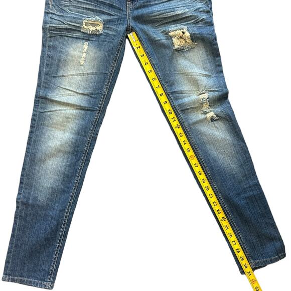 2b bebe Jeans Women's Size 30 Dark Wash Ripped Lace Distressed Denim Jeans - Picture 7 of 9